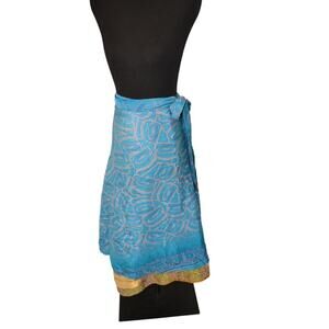 Darn Good Yard Ankle Length Sari Silk Wrap Skirt Size 4-12